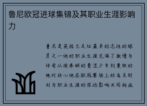 鲁尼欧冠进球集锦及其职业生涯影响力